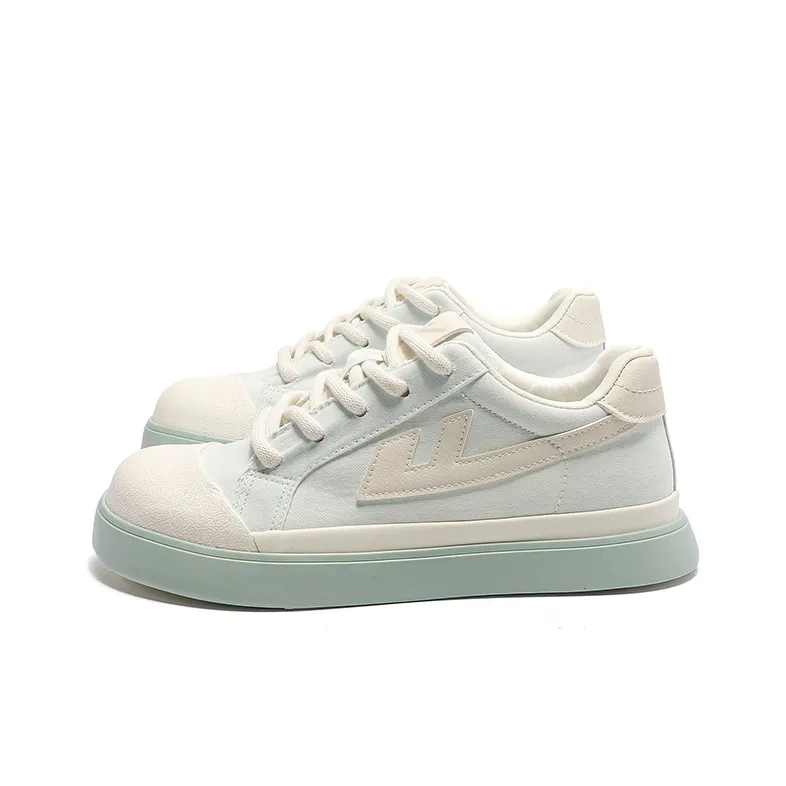 Warrior Canvas Shoes Durable Breathable Lightweight Low-Top Casual Shoes Women's Light Green Beige-1