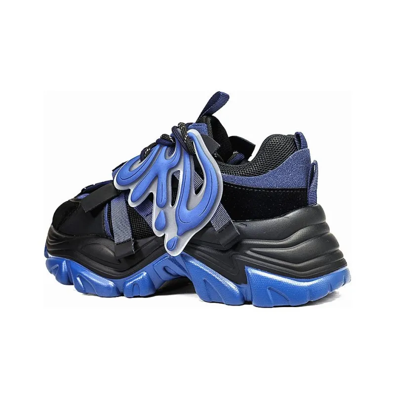 ORD Cushioned Anti Slip Wear Resistant Lightweight Height Increasing Low Top Chunky Sneakers 7cm Unisex Blue-2