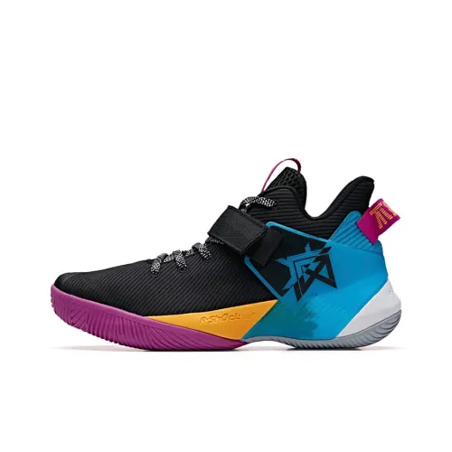 ANTA Basketball Shoes Men Low-Top Black/Chlorine Blue/ANTA Purple