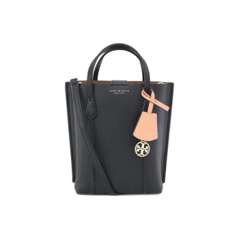 TORY BURCH Perry Embossed Leather Tote Bag Shopping Bag Shoulder Bag Crossbody Bag Handbag Mini Women's Black