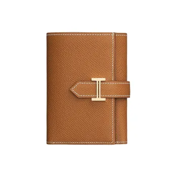 HERMES Bearn Epsom Calfskin Wallet Women's 37 Gold Gold Brown