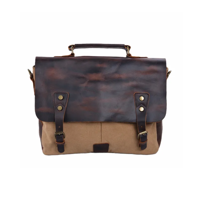 PULUWIRR Canvas With Leather Versatile Minimalist Style Convenient Medium Firmness Handbag Regular Unisex-0