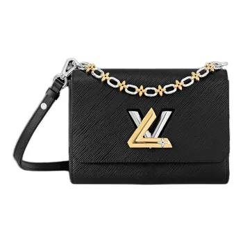 LOUIS VUITTON Twist Grain Cow Leather Portable Crossbody Bag, Shoulder Bag Medium Size Women's Black