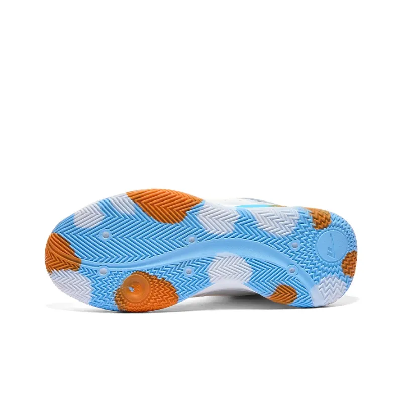 Warrior Anti Slip Wear Resistant Breathable Support Mid Top Basketball Shoes Men's White Light Blue-4
