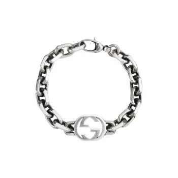 GUCCI 925 Sterling Silver Cuban Bracelet Men's Silver