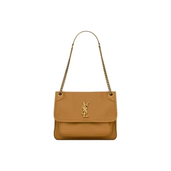 SAINT LAURENT Niki Grain Sheepskin One Shoulder Handbag Medium Size Women's Brown