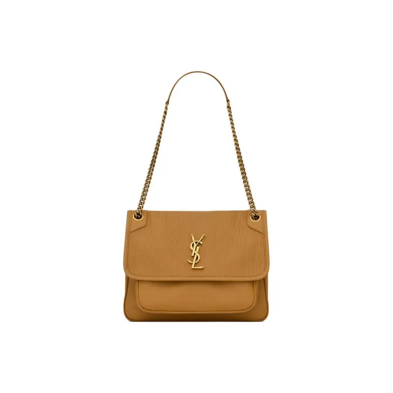 SAINT LAURENT Niki Grain Sheepskin One Shoulder Handbag Medium Size Women's Brown-0