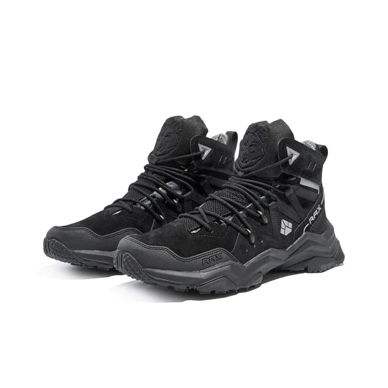 RAX Cushioned Anti Slip Wear Resistant And Water Resistant High Top Hiking Shoes Men's Black-3