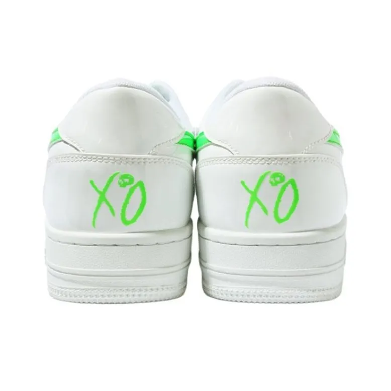 XO x A BATHING APE STA Low Stylish Skateboarding Shoes Women's White Green-3