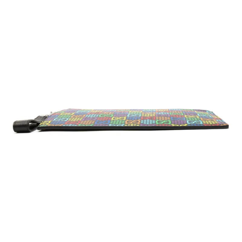 GUCCI Canvas With Leather Portable Clutch Men's Black/Multicolor-3