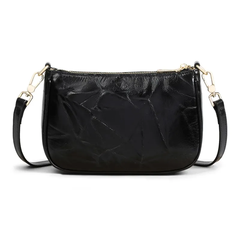 MILLIE'S Cow Leather Crossbody Bag Handbag Shoulder Bag Small Size Women's Black/Brown-4