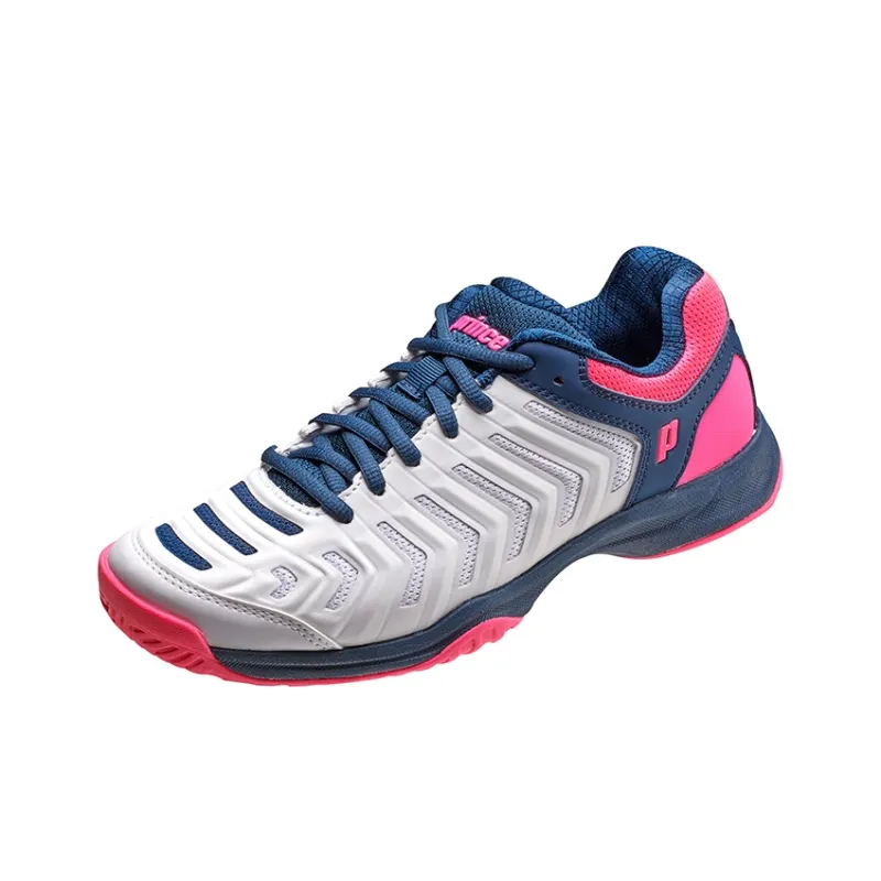 PRINCE Cushioning, Wear Resistant Low Top Tennis Shoes Women's White Blue Pink-1