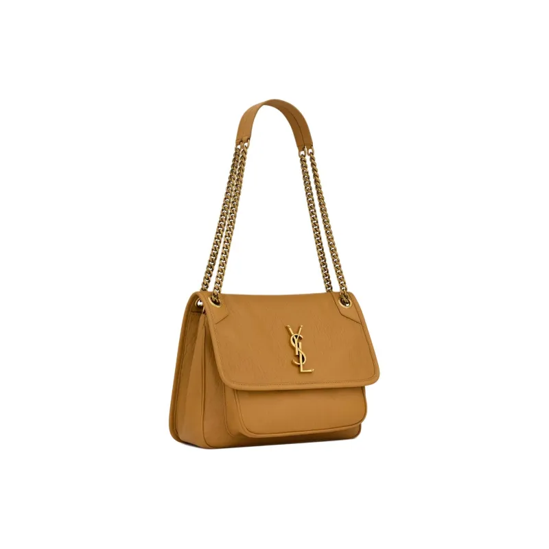 SAINT LAURENT Niki Grain Sheepskin One Shoulder Handbag Medium Size Women's Brown-1