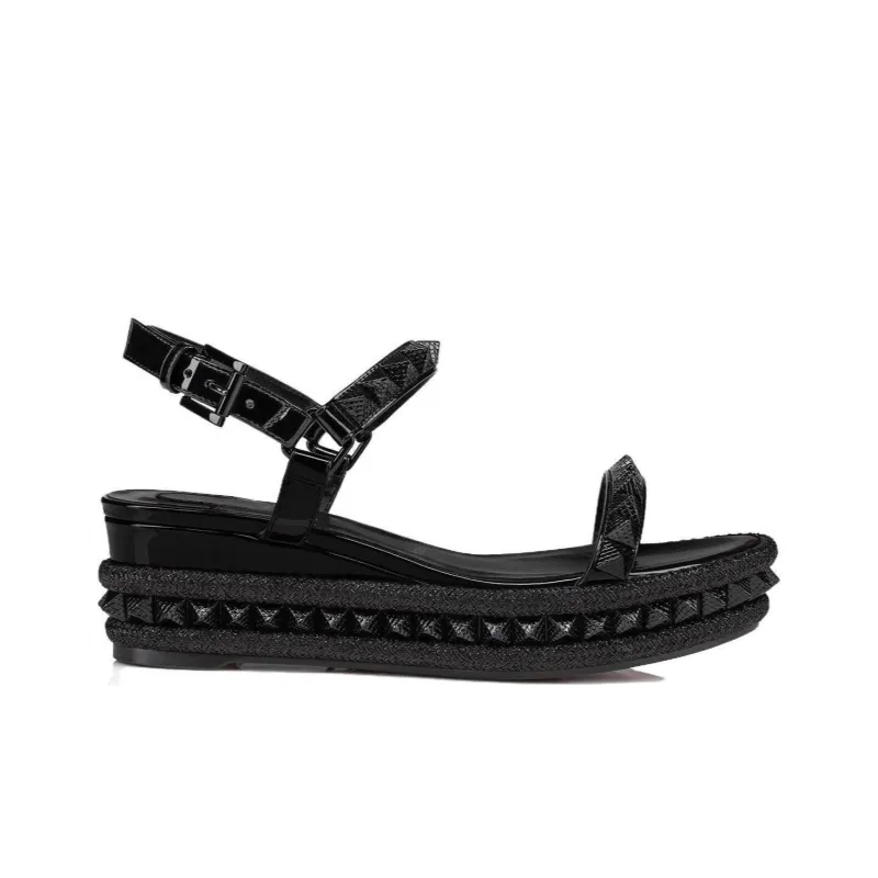 CL Pyraclou One Strap Sandals 6cm Women's Black-1