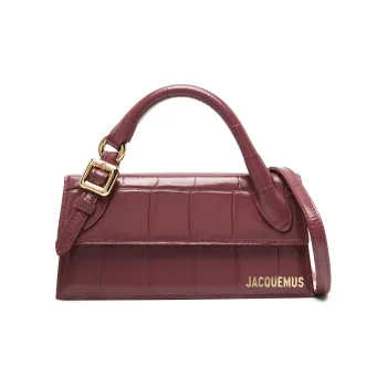 Jacquemus Calfskin Shoulder Bag Crossbody Bag Handbag Women's Burgundy Color
