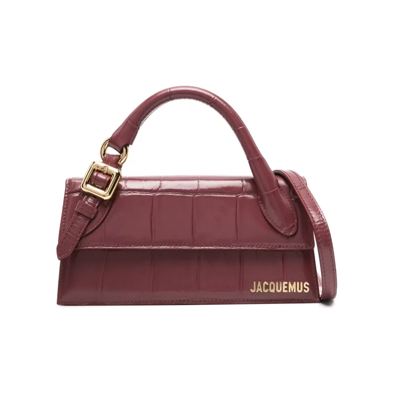 Jacquemus Calfskin Shoulder Bag Crossbody Bag Handbag Women's Burgundy Color-0