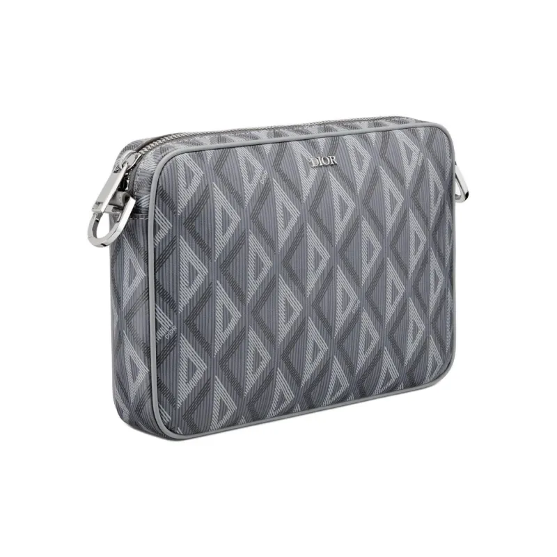 DIOR CD Diamond Canvas Crossbody Bag Shoulder Bag Men's Gray-2