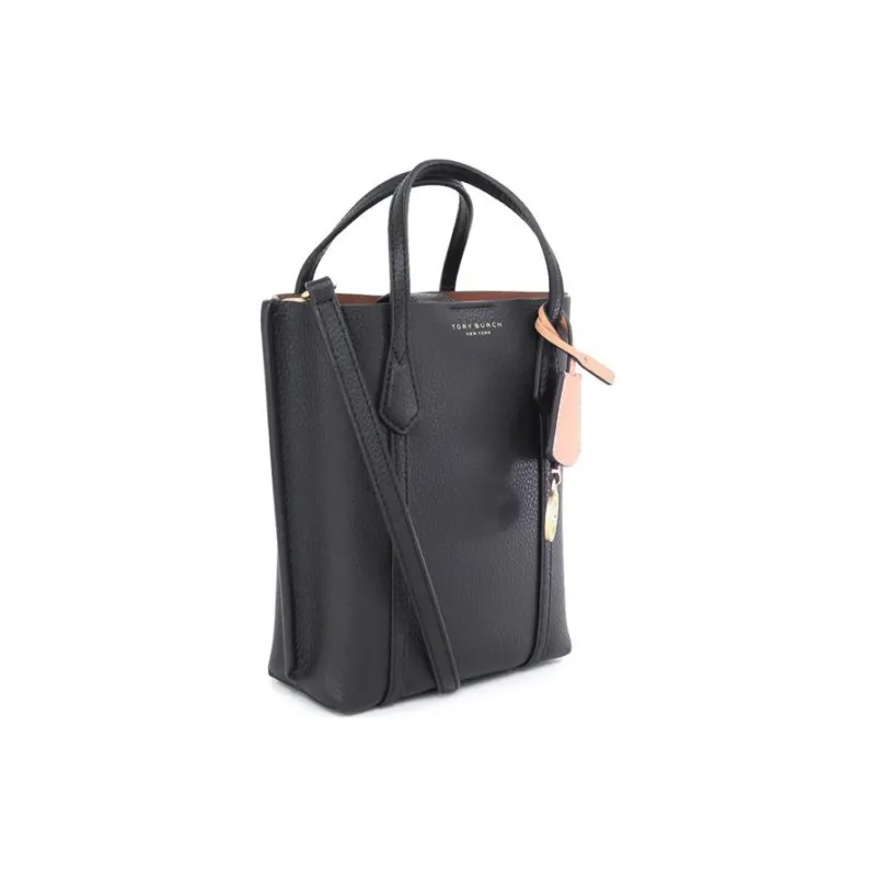 TORY BURCH Perry Embossed Leather Tote Bag Shopping Bag Shoulder Bag Crossbody Bag Handbag Mini Women's Black-1