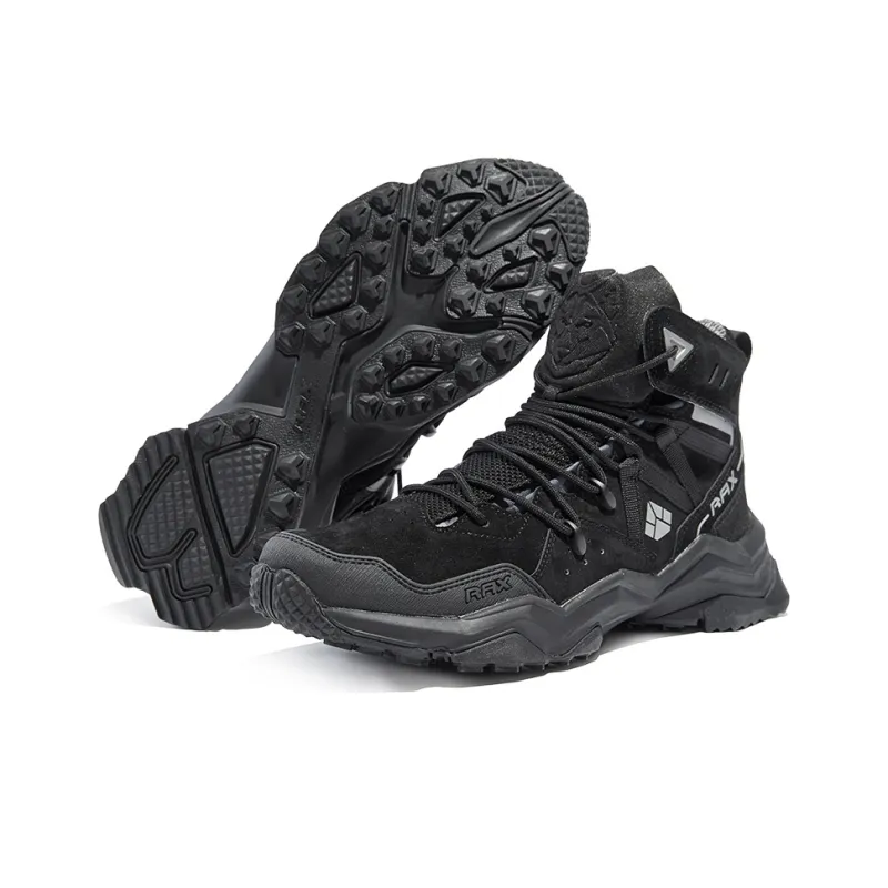 RAX Cushioned Anti Slip Wear Resistant And Water Resistant High Top Hiking Shoes Men's Black-2