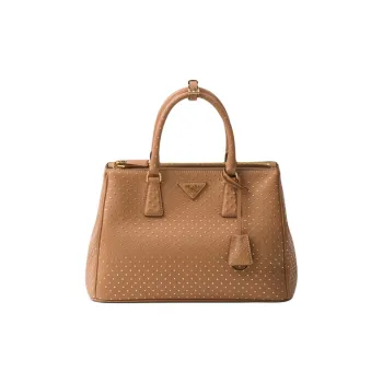 PRADA Leather Shoulder Bag Crossbody Bag Handbag Large Size Women's Brown