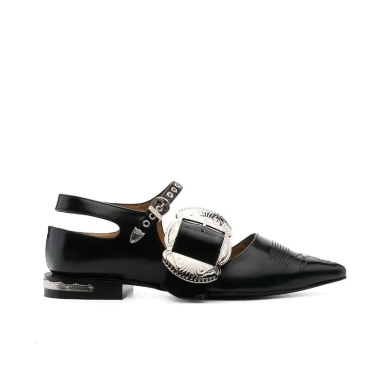 Toga Pulla Buckled Leather Ballerina Shoes-1