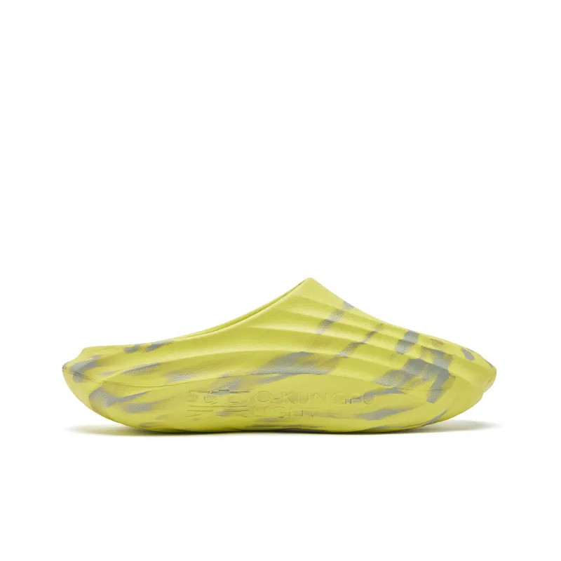 QIAODAN Gravitational Drag Quiet Abrasion Resistant Slide Slippers Men's Mustard Green Slate Green-1