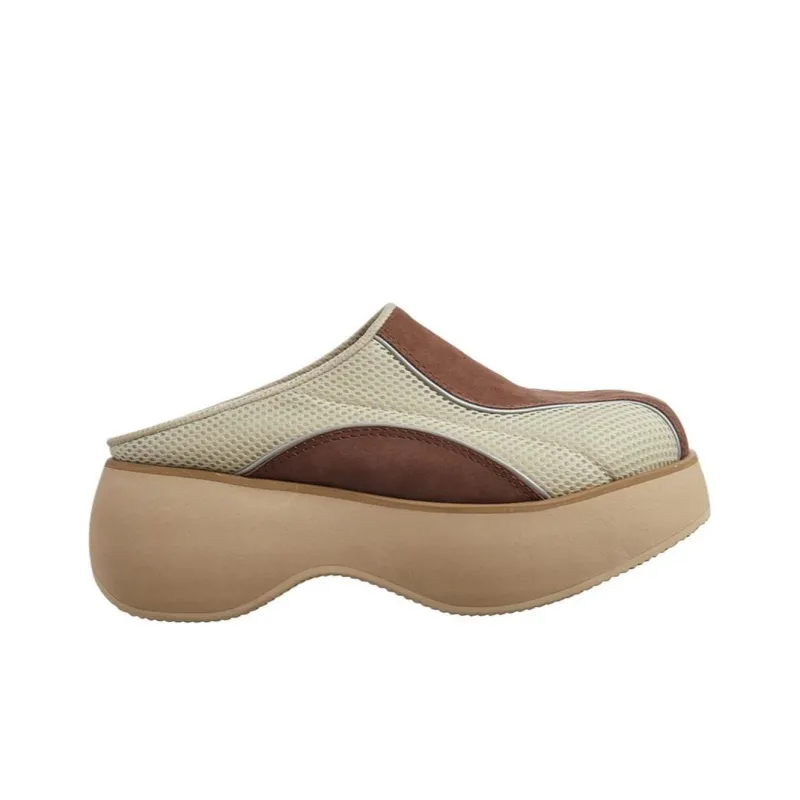 Open Yy Rubber Sole Wrap-toe Slippers Women's Brown-1