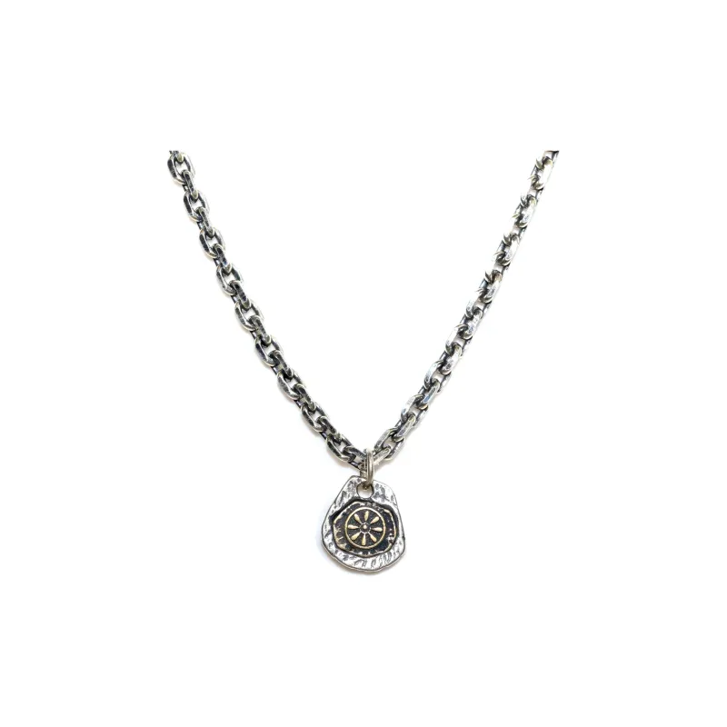 SHIYI N CIFANG Handmade Silver Sulfurization Distressed Necklaces Men's-0