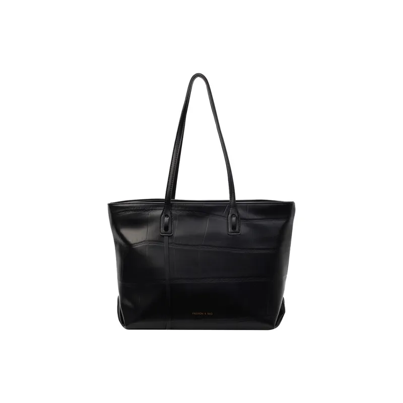 ALOENEY Tote Bag, Shopping Bag, Shoulder Bag PU Women's Black/Brown-0
