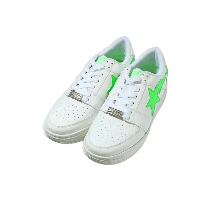 XO x A BATHING APE STA Low Stylish Skateboarding Shoes Women's White Green-2