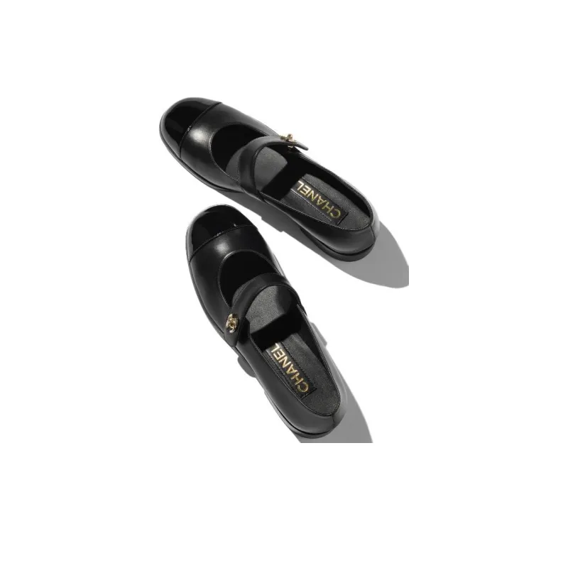 CHANEL Mary Jane Shoes 2cm Women's Black-3