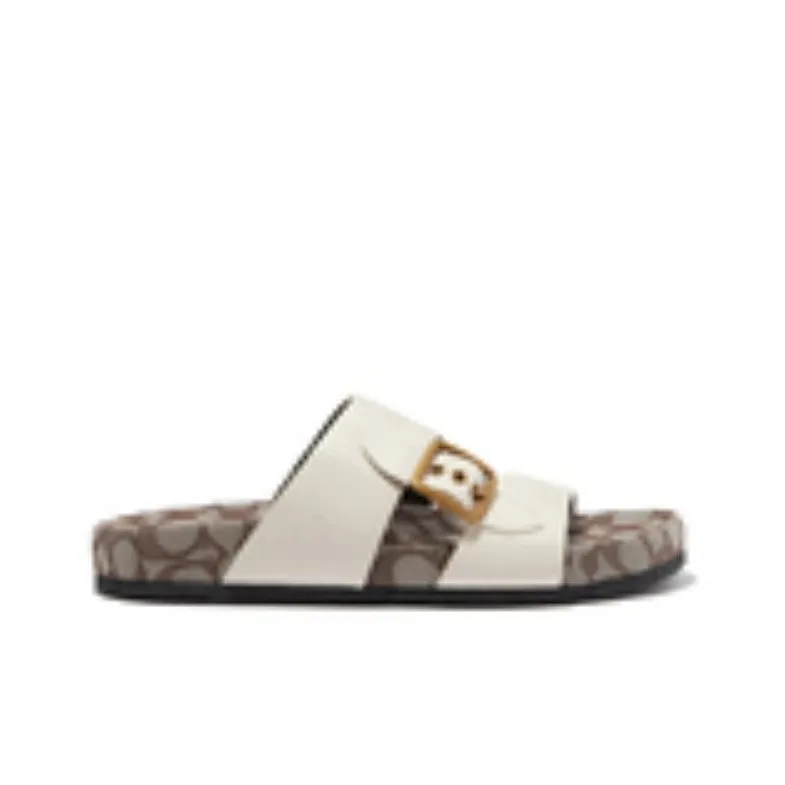COACH Rubber Sole Odor-Resistant Slide Slippers Women's White-3