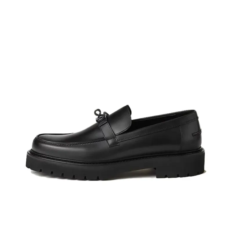HERMES Icone Loafers Men's Black-0