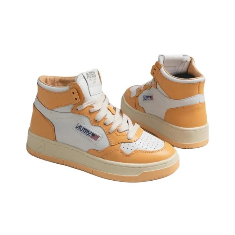 AUTRY High Top Skateboard Shoes Women's Beige Orange-5