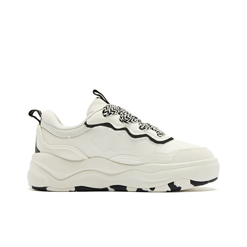 QIAODAN Coverage Slip Resistant And Breathable Low Top Skateboard Shoes Women's White Black-1