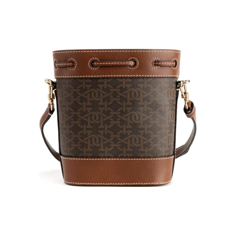 BALLY CLEOH Canvas Leather Bucket Bags Crossbody Bag, Shoulder Bag Women's Brown-2