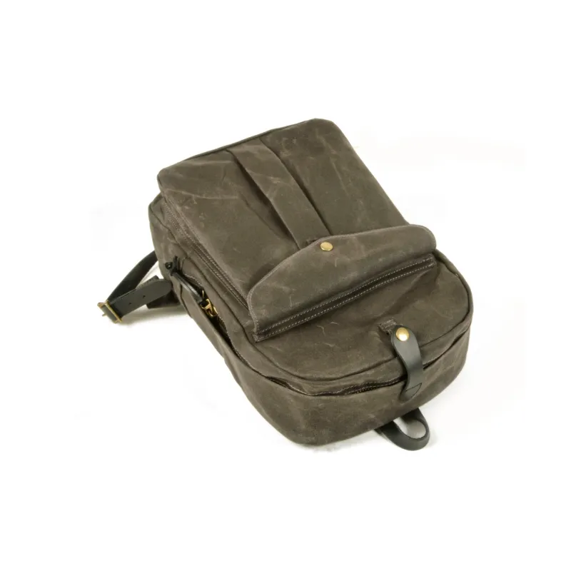 PULUWIRR Cow Leather Canvas Backpack For Men Regular Unisex Khaki Army Green Black Gray Green-7