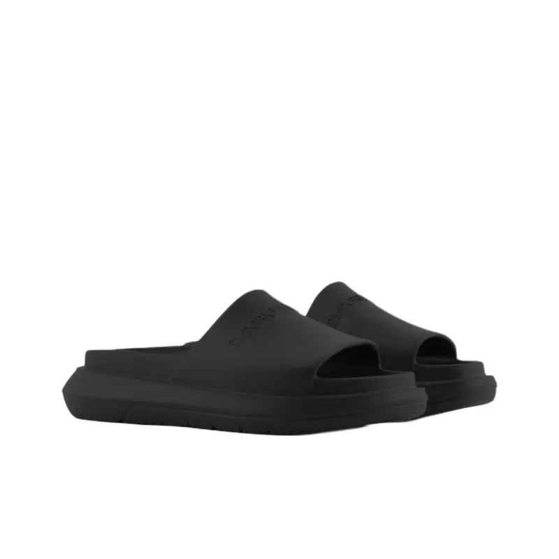 EMPORIO ARMANI Logo embossed Flatform Slides-2