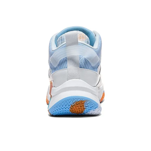 Warrior Anti Slip Wear Resistant Breathable Support Mid Top Basketball Shoes Men's White Light Blue-2