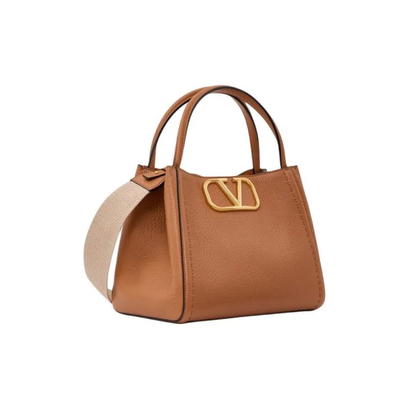 Valentino ALLTIME Grained Calfskin Shoulder Bag Crossbody Bag Handbag Medium Size Women's Almond-1
