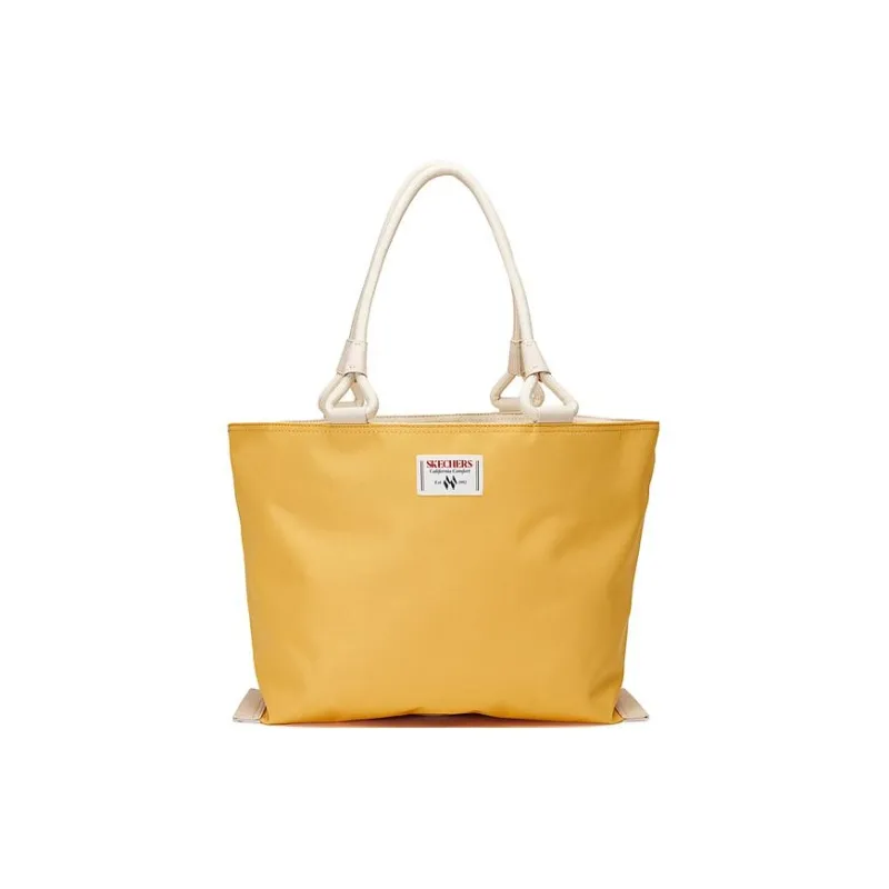 Skechers Fabric Tote Bag Shopping Bag Handbag Shoulder Bag Unisex Amber Gold With Fine White-0