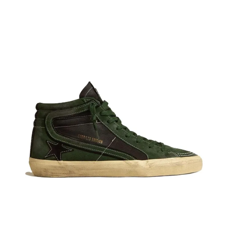 Golden Goose Slide Mid-Top Skateboard Shoes Men's Green-1