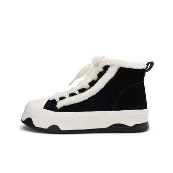 Warrior Thin Cotton Shoes Wear Resistant Lightweight Height Increasing Mid Top Canvas Shoes Women's Black