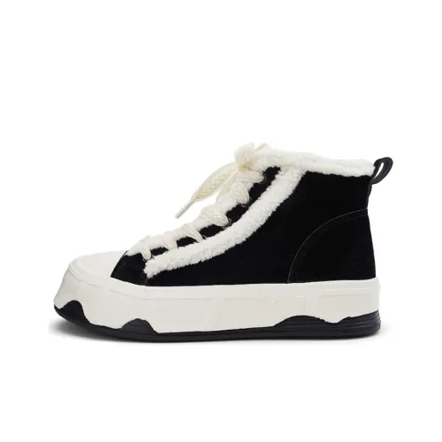 Warrior Thin Cotton Shoes Wear Resistant Lightweight Height Increasing Mid Top Canvas Shoes Women's Black