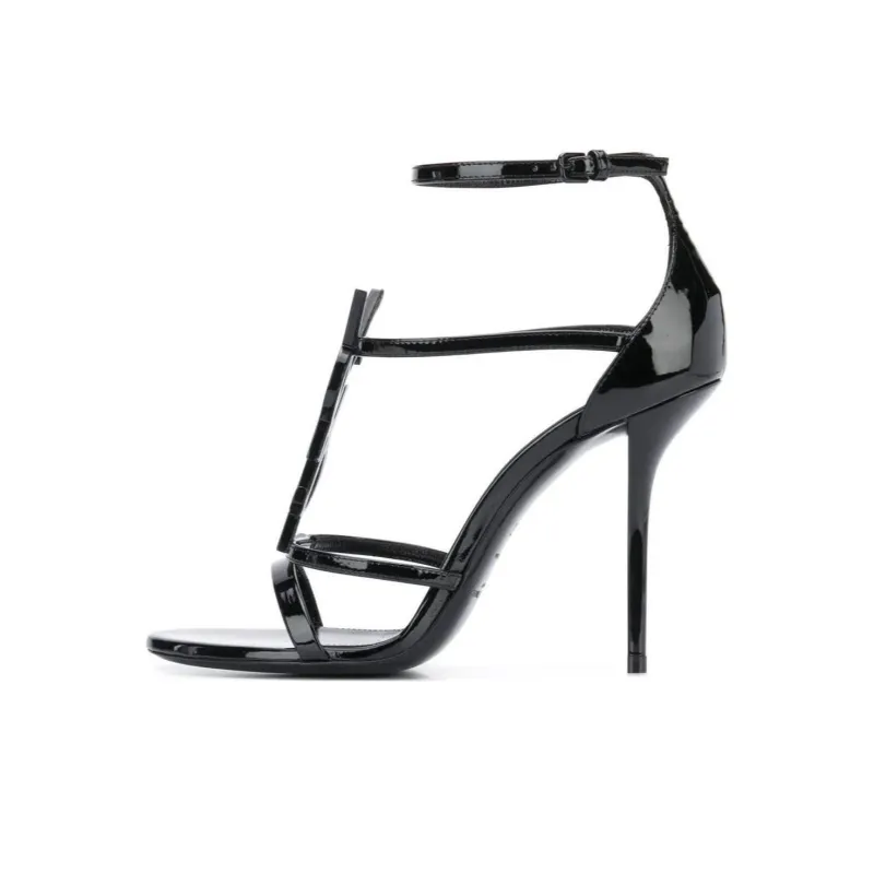 SAINT LAURENT Cassandra One Strap Sandals Women's Black-0