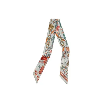 HERMES Silk Scarves Women's Pearl Gray