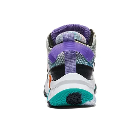 Warrior Anti Slip Wear Resistant Breathable Support Mid Top Basketball Shoes Men's White Black Lake Blue-2