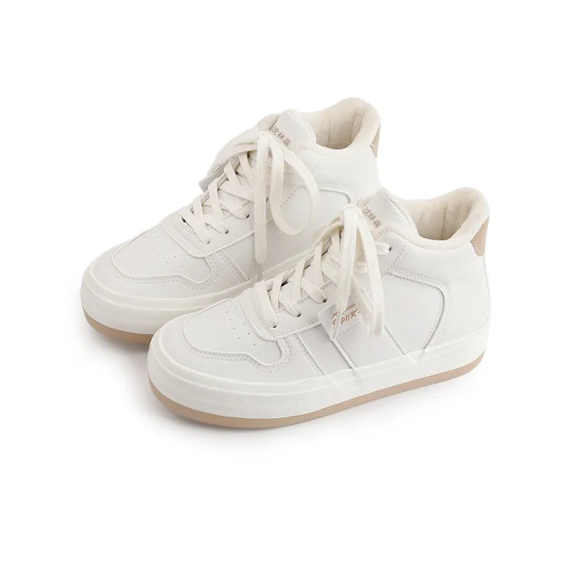 Shen Linsen Thermal Abrasion Resistant Waterproof Slip Resistant Mid Top Skateboard Shoes Women's Beige Brown-3
