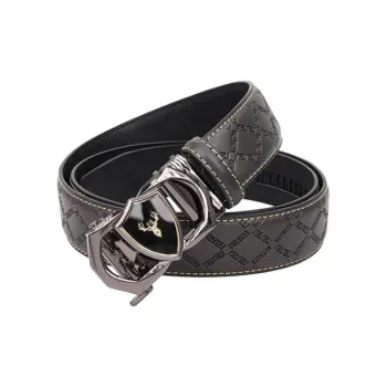 AUGTARLION Trendy Vintage V Monogram-Time To Prosper Cow Leather Leather Belts Men's 3.5CM