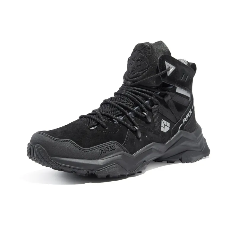 RAX Cushioned Anti Slip Wear Resistant And Water Resistant High Top Hiking Shoes Men's Black-1